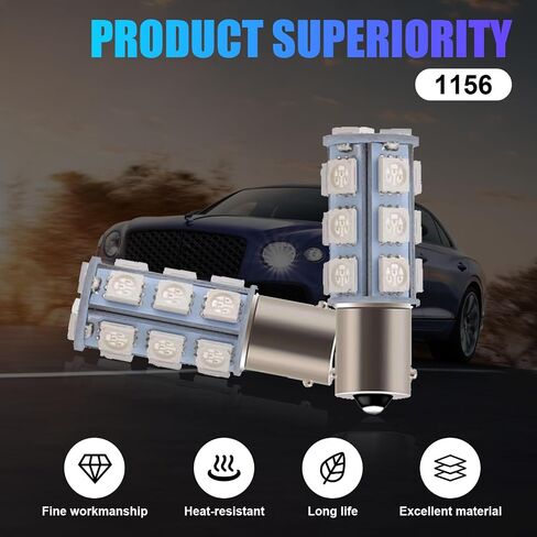 4 PCS Car 1156 LED Turn Signal Lights, 1.9 x 0.6 Single Contact 5050-18SMD 360 Degree Surround Lighting Bulb, Shock-resistant Energy-saving 80000H Bulb Replacement, Universal for Cars (Blue) in Saudi Arabia