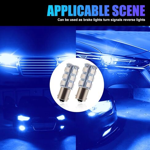4 PCS Car 1156 LED Turn Signal Lights, 1.9 x 0.6 Single Contact 5050-18SMD 360 Degree Surround Lighting Bulb, Shock-resistant Energy-saving 80000H Bulb Replacement, Universal for Cars (Blue) in Saudi Arabia