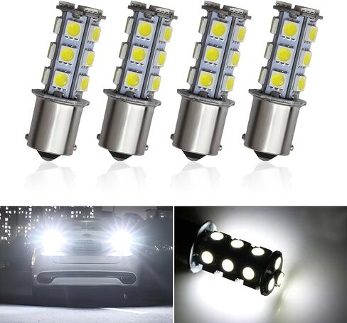 4 PCS Car 1156 LED Turn Signal Lights, 1.9 x 0.6 Single Contact 5050-18SMD 360 Degree Surround Lighting Bulb, Shock-resistant Energy-saving 80000H Bulb Replacement, Universal for Cars (Blue) in Saudi Arabia