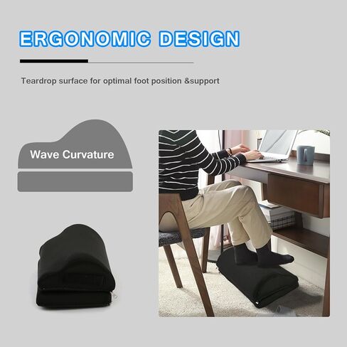 Foot Rest for Under Desk at Work, Memory Foam Ergonomic Foot Stool with Adjustable Height, Under Desk Footrest for Back & Hip Pain Relief for Car, Home and Office in Saudi Arabia