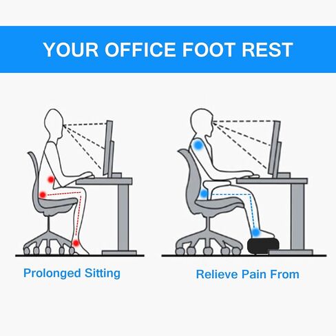 Foot Rest for Under Desk at Work, Memory Foam Ergonomic Foot Stool with Adjustable Height, Under Desk Footrest for Back & Hip Pain Relief for Car, Home and Office in Saudi Arabia