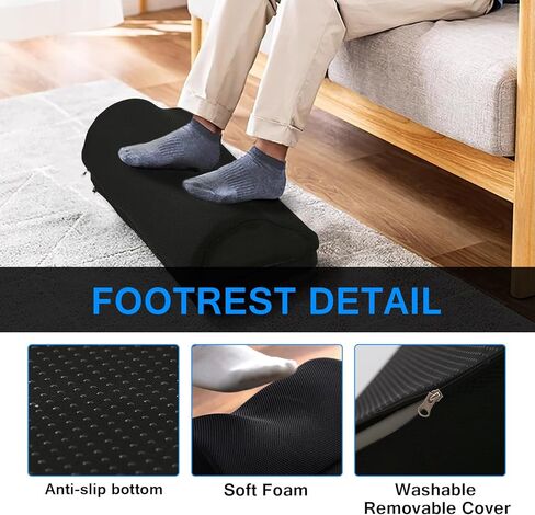 Foot Rest for Under Desk at Work, Memory Foam Ergonomic Foot Stool with Adjustable Height, Under Desk Footrest for Back & Hip Pain Relief for Car, Home and Office in Saudi Arabia