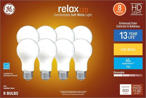 GE Relax 8-Pack 60 W Equivalent Dimmable Soft White A19 LED Light Fixture Light Bulbs in Saudi Arabia