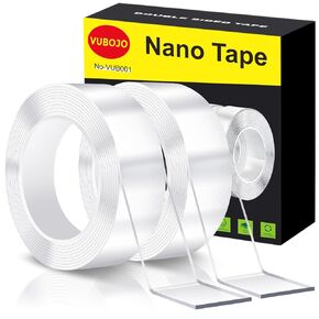 2 Rolls Double Sided Tape Heavy Duty - 240" x 1.0" & 0.5" -Removable Nano Double Sided Adhesive Tape, Clear Mounting Tape Picture Hanging Adhesive Strips (20FT) in Saudi Arabia