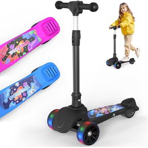 سكوتر كهربائي VOLPAM C001 للأطفال، محرك 80 وات، أقصى سرعة آمنة 5 ميلا في الساعة، 3 ارتفاع قابل للتعديل، عجلة مضاءة 3.5 بوصة، سكوتر قابل للطي للأولاد والبنات، أقصى حمولة 110 رطل in Kuwait