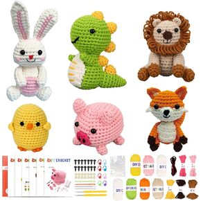 6Pcs Crochet Kits for Beginners with Upgraded Premium Custom Yarn & Step-by-Step Video Tutorials, Ideal Knitting Kit for Crochet Lovers & New Amigurumi Crochet Animal Kit for Adults (MultiColor) in Saudi Arabia