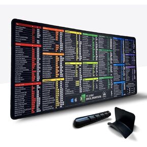 Excel Cheat Sheet Desk Pad Set 3in1, Desk Pad Includes a Cable Organizer and a Headphone Stand, Desk Mat is Dark Colored, it is Non-Slip Mousepad, +200 Commands for Mac and Windows in Saudi Arabia