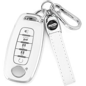 Key Fob Cover Case for Nissan Pathfinder Rogue Accessories | Fits 2023-2025 Sentra, Kicks, Versa | Soft TPU Protector for 5-Button Remote with Keychain - Black in Saudi Arabia