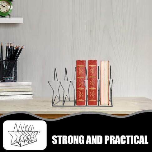 Iron Star-Shaped Desktop Organizer for Vinyl Records, CD, Books, and Documents, Black, 10.23 X 7.28 X 6.88 Inches, Space-Saving Storage Method for Home, Office, and School in Saudi Arabia