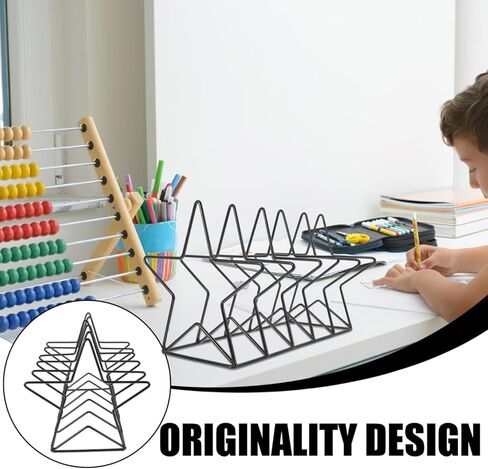 Iron Star-Shaped Desktop Organizer for Vinyl Records, CD, Books, and Documents, Black, 10.23 X 7.28 X 6.88 Inches, Space-Saving Storage Method for Home, Office, and School in Saudi Arabia