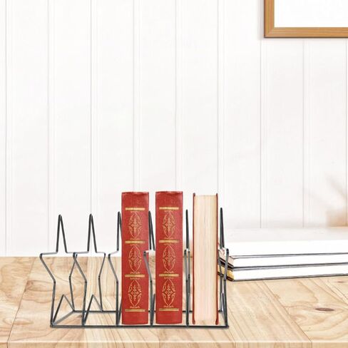 Iron Star-Shaped Desktop Organizer for Vinyl Records, CD, Books, and Documents, Black, 10.23 X 7.28 X 6.88 Inches, Space-Saving Storage Method for Home, Office, and School in Saudi Arabia