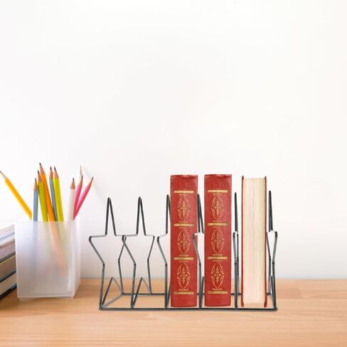 Iron Star-Shaped Desktop Organizer for Vinyl Records, CD, Books, and Documents, Black, 10.23 X 7.28 X 6.88 Inches, Space-Saving Storage Method for Home, Office, and School in Saudi Arabia