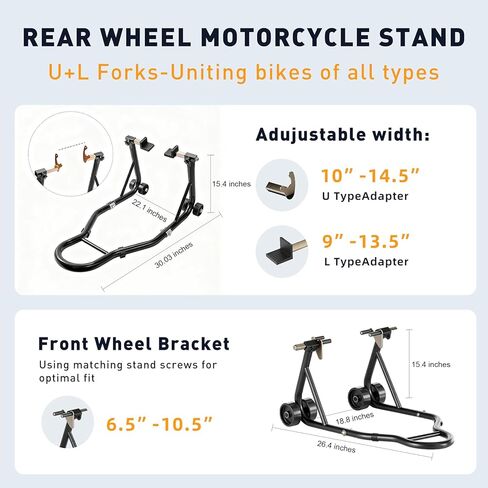 Motorcycle Stand Lift,850 lbs Capacity Motorcycle Stands Front and Rear Combo,Universal Wheel Lift Stand with U+L Adjustable Swingarm Spool for Most Honda,Yamaha,Ducati,Kawasaki,Suzuki,BMW in Saudi Arabia