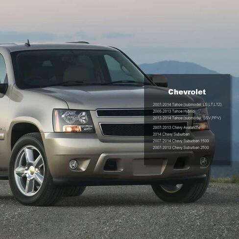 مجموعة المصابيح الأمامية لـ 2007-2014 Chevy Tahoe 07-13 Chevy Avalanche Suburban 1500 2500 مصباح الرأس، مجموعة مصابيح الرأس البديلة مع عاكس شفاف لغطاء الكروم in Saudi Arabia