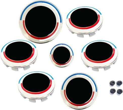 مجموعة شعارات مكونة من 7 قطع - ترقية شارة للسيارات الألمانية الفاخرة مع أغطية عجلات 68 مم، غطاء محرك 82 مم وشعارات صندوق السيارة 74 مم، شعار 45 مم، مناسبة تمامًا لسلسلة 3/5/6/7 وموديلات X (الذكرى الخمسين) in Kuwait