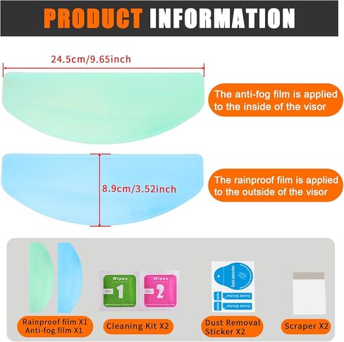 Universal Anti Fog Film for Motorcycle Helmet Visors,Helmet Visor Protector Anti Fog Sticker for Cold Mornings and Rainy Days,(2-Pack) in Saudi Arabia