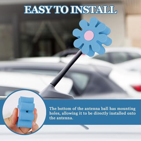 Daisy Car Antenna Topper, Cute Daisy Flower EVA Antenna Ball for Vehicles, Funny Automotive Roof Toppers Decoration, Lovely Aerial Ball Mirror Dangler Car Accessories for Women Men (White) in Saudi Arabia