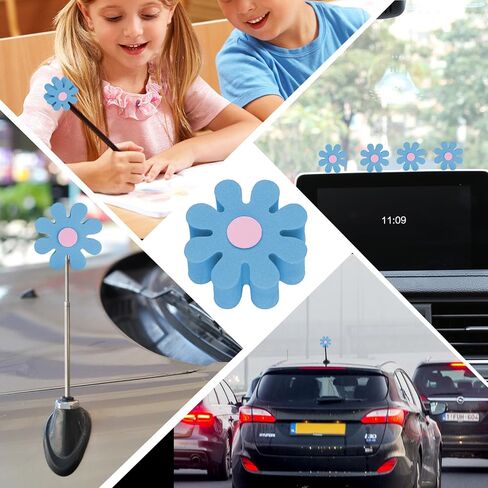 Daisy Car Antenna Topper, Cute Daisy Flower EVA Antenna Ball for Vehicles, Funny Automotive Roof Toppers Decoration, Lovely Aerial Ball Mirror Dangler Car Accessories for Women Men (White) in Saudi Arabia