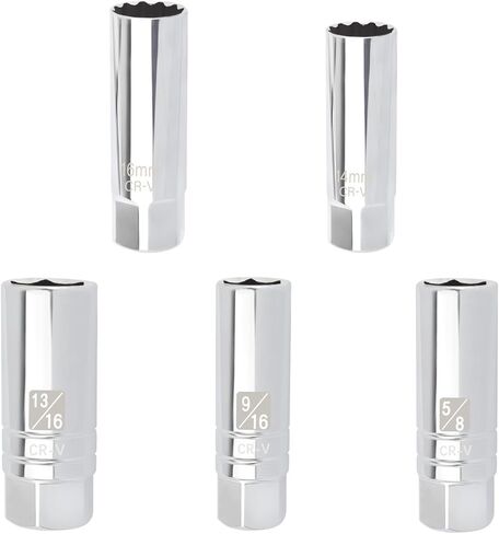 5PCS Magnetic Spark Plug Socket Set,Professional 14mm,16mm,9/16",13/16" 5/8" Spark Plug Socket with 3/8 Drive,Multi-Size Sparks Plugs Removal Tool for Most Car Models in Saudi Arabia