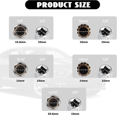 5PCS Magnetic Spark Plug Socket Set,Professional 14mm,16mm,9/16",13/16" 5/8" Spark Plug Socket with 3/8 Drive,Multi-Size Sparks Plugs Removal Tool for Most Car Models in Saudi Arabia