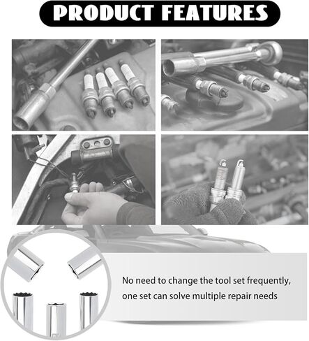5PCS Magnetic Spark Plug Socket Set,Professional 14mm,16mm,9/16",13/16" 5/8" Spark Plug Socket with 3/8 Drive,Multi-Size Sparks Plugs Removal Tool for Most Car Models in Saudi Arabia