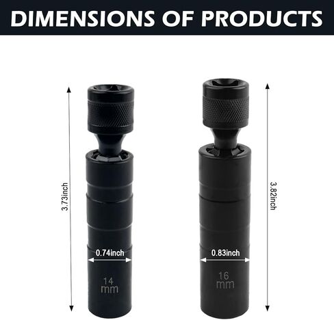 14mm&16mm Spark Plug Socket Set,360-Degree Rotation Sparks Plugs Removal Tool with 12 Point Thin Wall for Sparks Plugs Removal & Installation,3/8" Drive Magnetic Spark Plug Socket in Saudi Arabia