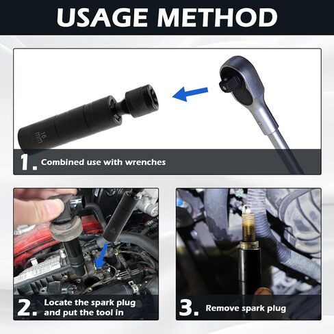 14mm&16mm Spark Plug Socket Set,360-Degree Rotation Sparks Plugs Removal Tool with 12 Point Thin Wall for Sparks Plugs Removal & Installation,3/8" Drive Magnetic Spark Plug Socket in Saudi Arabia