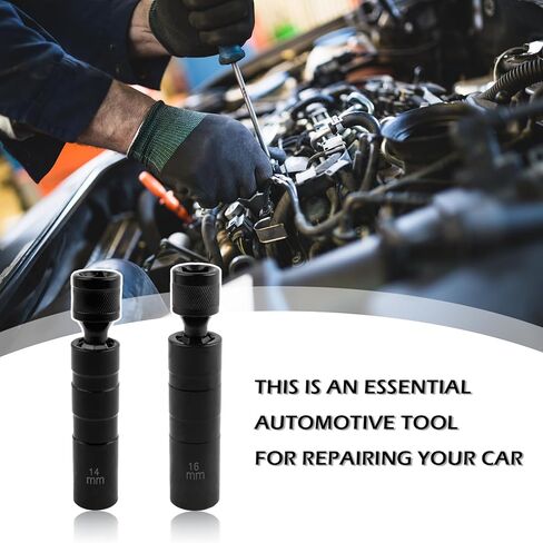 14mm&16mm Spark Plug Socket Set,360-Degree Rotation Sparks Plugs Removal Tool with 12 Point Thin Wall for Sparks Plugs Removal & Installation,3/8" Drive Magnetic Spark Plug Socket in Saudi Arabia