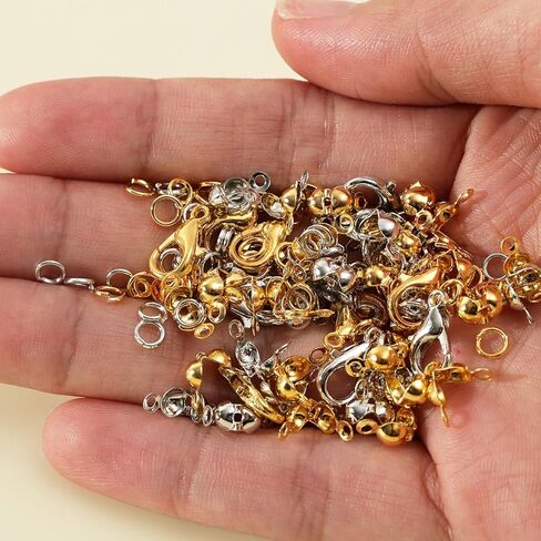 570PS/BOX DIY Jewelry Lobster Clasp Buckle Single Circle Tool Set Jewelry Making Kit for Handmade Bracelet Necklace Findings (Gold and Sliver) in Saudi Arabia