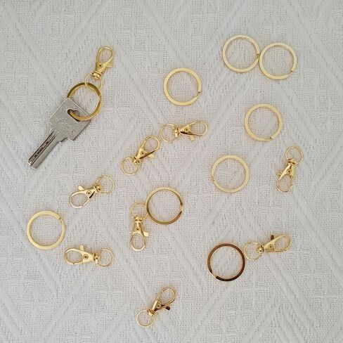 50 PCS in 25 Sets, Metal Swivel Snap Hooks and Key Rings, Premium Keychains Clips, Snap Hooks and Sturdy Key Ring, 25 Keychain Clips & 25 Key Ring for Keychain Clip, Jewelry Making, Crafts (Gold) in Saudi Arabia