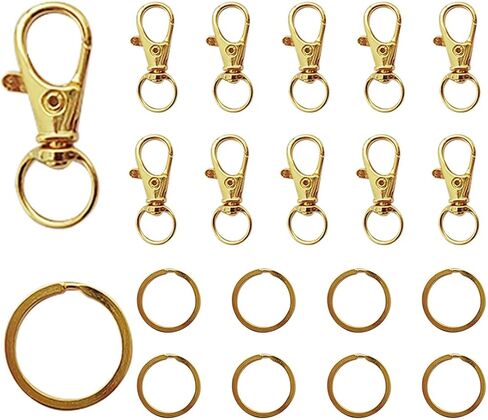 50 PCS in 25 Sets, Metal Swivel Snap Hooks and Key Rings, Premium Keychains Clips, Snap Hooks and Sturdy Key Ring, 25 Keychain Clips & 25 Key Ring for Keychain Clip, Jewelry Making, Crafts (Gold) in Saudi Arabia