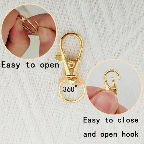 50 PCS in 25 Sets, Metal Swivel Snap Hooks and Key Rings, Premium Keychains Clips, Snap Hooks and Sturdy Key Ring, 25 Keychain Clips & 25 Key Ring for Keychain Clip, Jewelry Making, Crafts (Gold) in Saudi Arabia