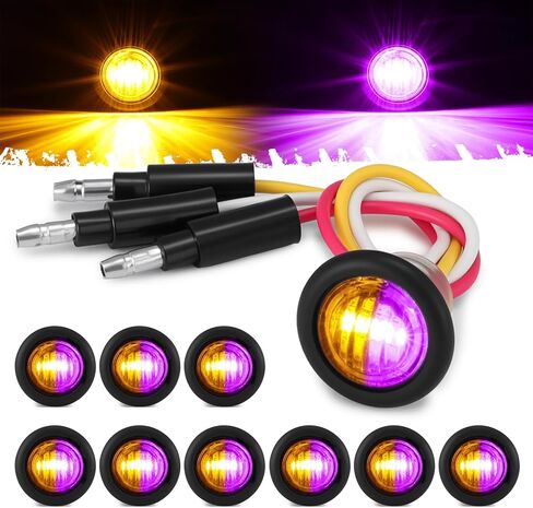 D13 3/4 Side Marker Dual Revolution LED Marker Lights Amber to Blue with Bullet Plug Indicators & Turn Signal LED Lights for Trailer Truck Camper RV in Kuwait