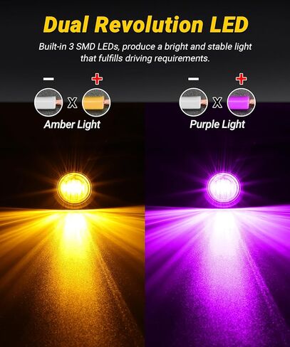 D13 3/4 Side Marker Dual Revolution LED Marker Lights Amber to Blue with Bullet Plug Indicators & Turn Signal LED Lights for Trailer Truck Camper RV in Kuwait