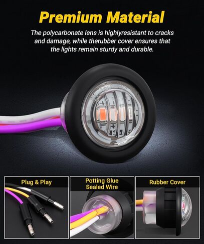 D13 3/4 Side Marker Dual Revolution LED Marker Lights Amber to Blue with Bullet Plug Indicators & Turn Signal LED Lights for Trailer Truck Camper RV in Kuwait