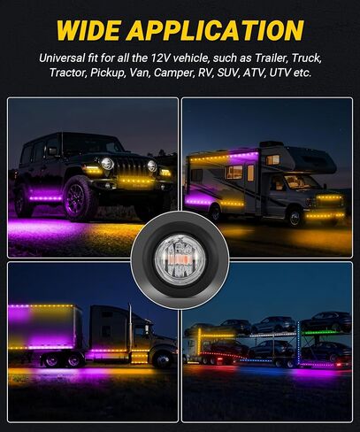 D13 3/4 Side Marker Dual Revolution LED Marker Lights Amber to Blue with Bullet Plug Indicators & Turn Signal LED Lights for Trailer Truck Camper RV in Kuwait