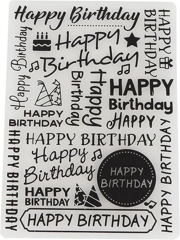 Transparent Stamp, Happy Birthday Embossing Folder, Background Stamps Decorative Accessories Stamps Folder for Card Making, Embossing folders in Saudi Arabia