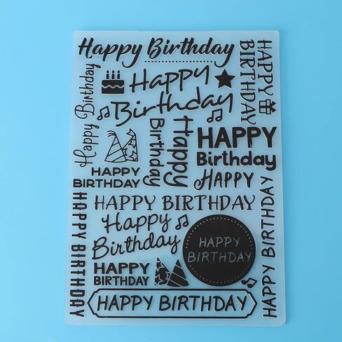 Transparent Stamp, Happy Birthday Embossing Folder, Background Stamps Decorative Accessories Stamps Folder for Card Making, Embossing folders in Saudi Arabia