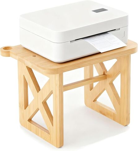 Halidali Label Holder for Rolls and Fan-Fold Labels, Thermal Sticker Dispenser, Bamboo Printer Stand for Desktop Thermal Printer, Accessory Supplies for Small Business, Office, Home (Bamboo-Wood) in Saudi Arabia