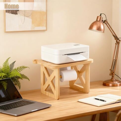 Halidali Label Holder for Rolls and Fan-Fold Labels, Thermal Sticker Dispenser, Bamboo Printer Stand for Desktop Thermal Printer, Accessory Supplies for Small Business, Office, Home (Bamboo-Wood) in Saudi Arabia