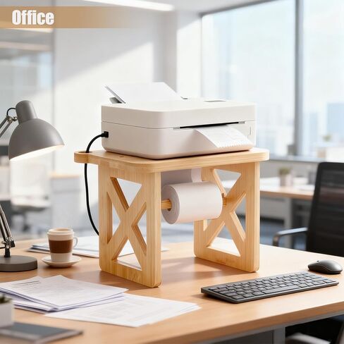 Halidali Label Holder for Rolls and Fan-Fold Labels, Thermal Sticker Dispenser, Bamboo Printer Stand for Desktop Thermal Printer, Accessory Supplies for Small Business, Office, Home (Bamboo-Wood) in Saudi Arabia