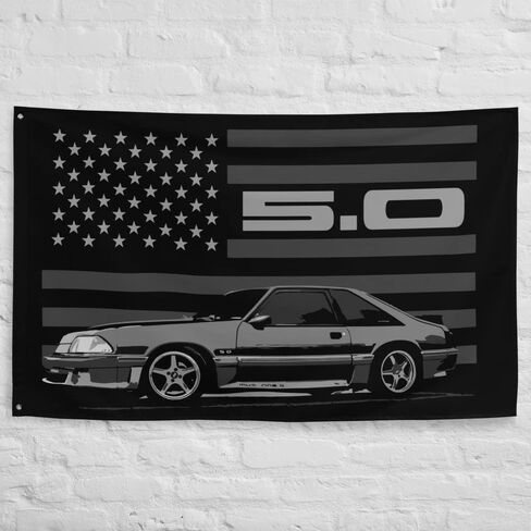 GT 5.0 Foxbody Fox Body American Stang Driver Wall Art Banner Flag 56" x 34.5" in Saudi Arabia
