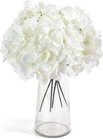 Auihiay 304 PCS Hydrangea Artificial Flowers, Silk Artificial Flowers Heads with Stems, Lifelike Faux White Flowers for DIY Wedding Party, Arch and Background, Home, Garden, Baby Shower Decor in Kuwait