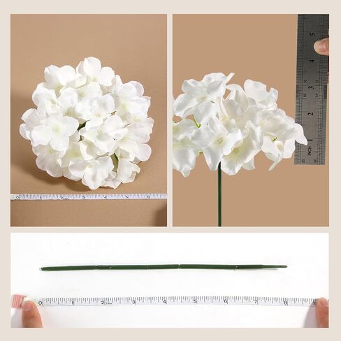 Auihiay 304 PCS Hydrangea Artificial Flowers, Silk Artificial Flowers Heads with Stems, Lifelike Faux White Flowers for DIY Wedding Party, Arch and Background, Home, Garden, Baby Shower Decor in Kuwait