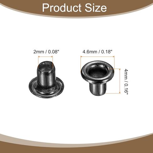HARFINGTON 200Pcs Grommets Eyelets 2mm 1/9 Inch Brass Eyelets Kit for Fabric Curtain Tarps Leather Belt Shoes Bag DIY, Brown in Saudi Arabia