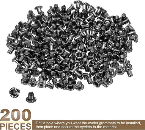 HARFINGTON 200Pcs Grommets Eyelets 2mm 1/9 Inch Brass Eyelets Kit for Fabric Curtain Tarps Leather Belt Shoes Bag DIY, Brown in Saudi Arabia