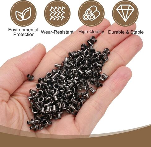 HARFINGTON 200Pcs Grommets Eyelets 2mm 1/9 Inch Brass Eyelets Kit for Fabric Curtain Tarps Leather Belt Shoes Bag DIY, Brown in Saudi Arabia