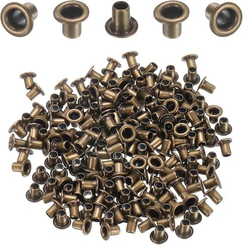 HARFINGTON 200Pcs Grommets Eyelets 2mm 1/9 Inch Brass Eyelets Kit for Fabric Curtain Tarps Leather Belt Shoes Bag DIY, Brown in Saudi Arabia