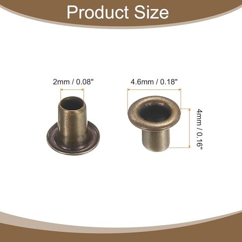 HARFINGTON 200Pcs Grommets Eyelets 2mm 1/9 Inch Brass Eyelets Kit for Fabric Curtain Tarps Leather Belt Shoes Bag DIY, Brown in Saudi Arabia