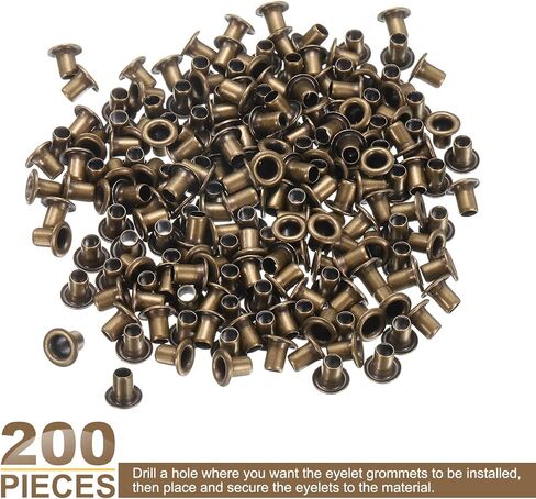 HARFINGTON 200Pcs Grommets Eyelets 2mm 1/9 Inch Brass Eyelets Kit for Fabric Curtain Tarps Leather Belt Shoes Bag DIY, Brown in Saudi Arabia